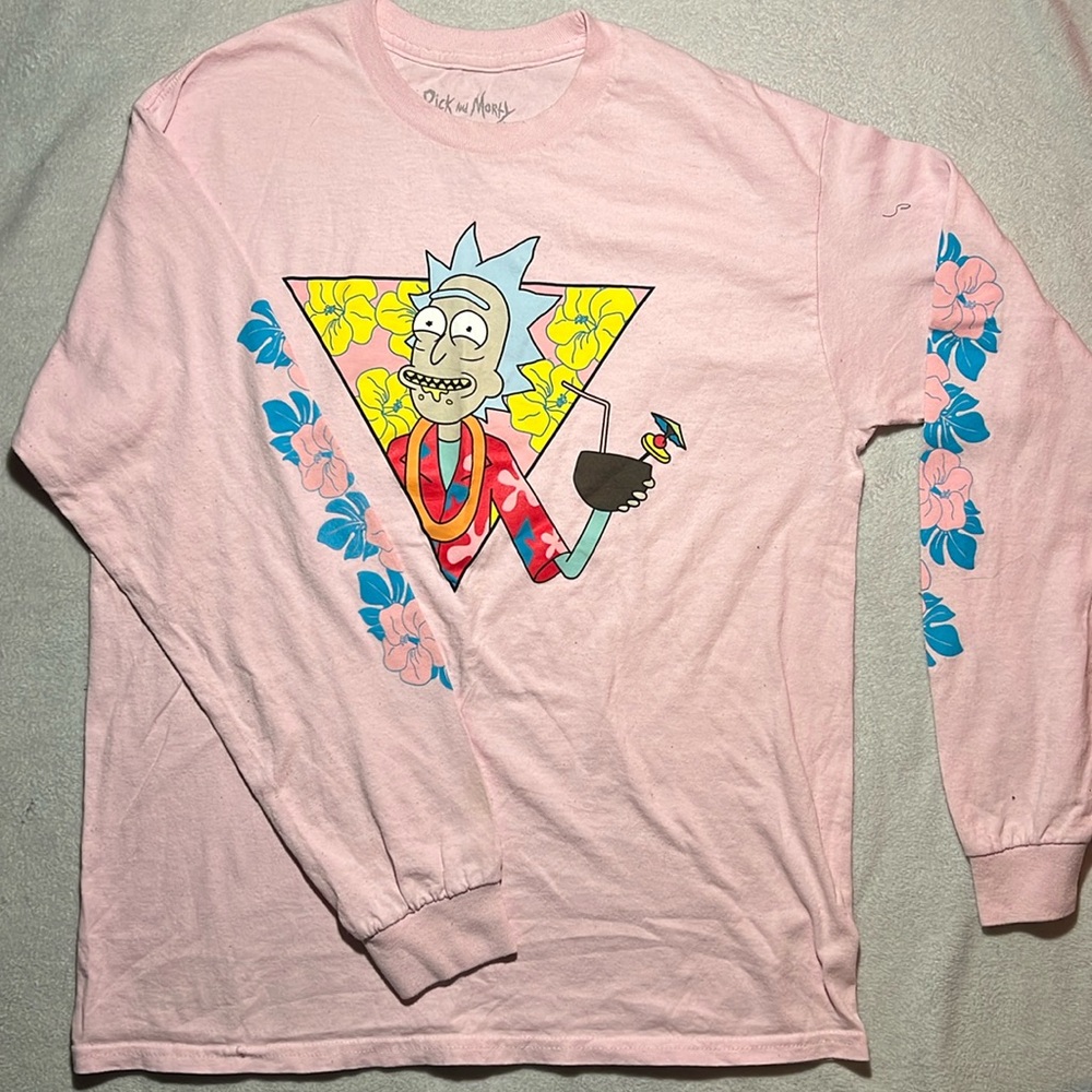 Rick and Morty long sleeved pink tee